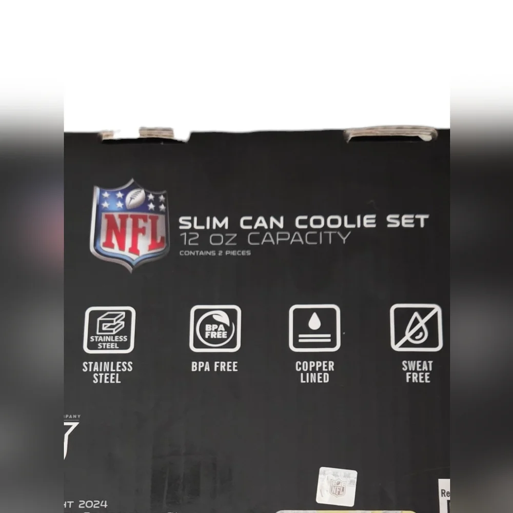 Atlanta Falcons - NEW Set of 2 Slim Can Coolie Set NFL 12oz Stainless Steel Logo - Picture 3 of 4